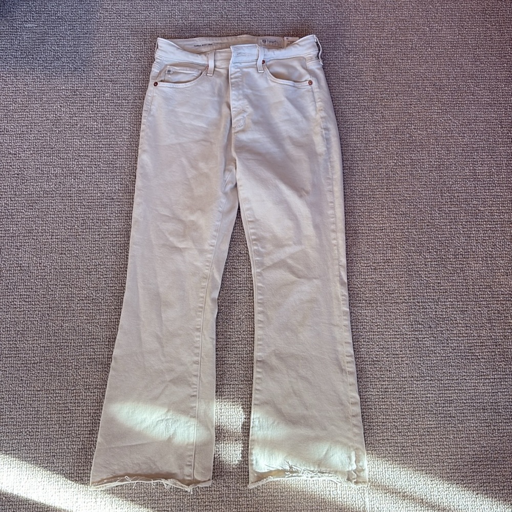 AG Adriano Goldschmied Farrah Boot Crop Sz 29 Cream-colored
